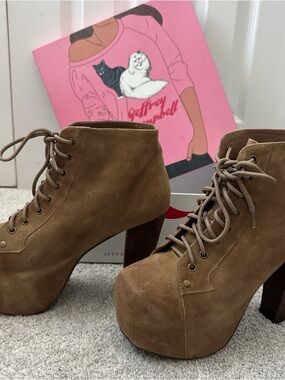 Jeffrey Campbell Suede Lace-Up Platform Ankle Boots Litas